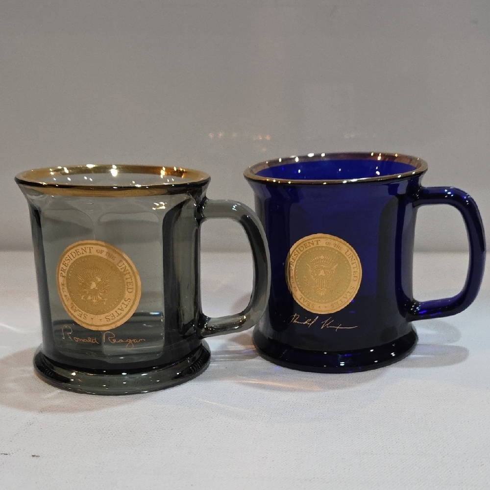 Gold-Rim Glass Presidential Seal Mug - Blue or Gray